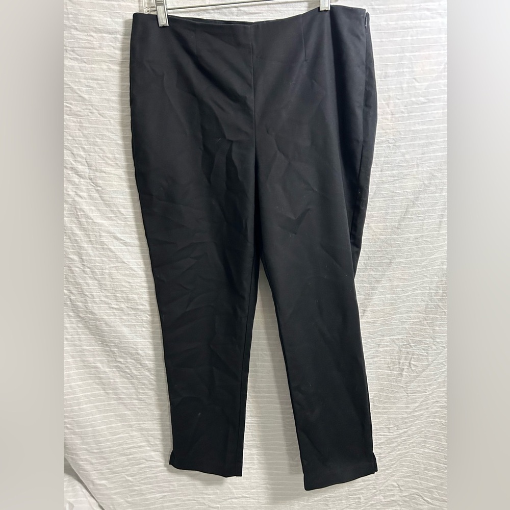 Chicos Travelers Collection Crepe Pants Ankle Black Pull-On Stretch Sz 10 (1.5)